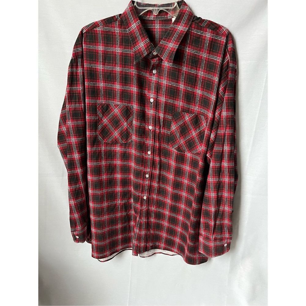 Plaid Flannel Shirt Red Black White